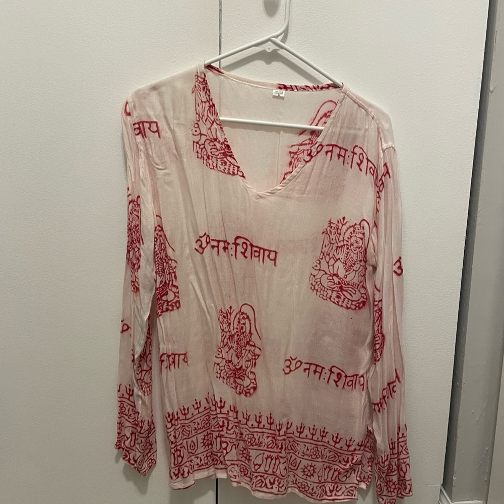 Red and White Shiva Tunic